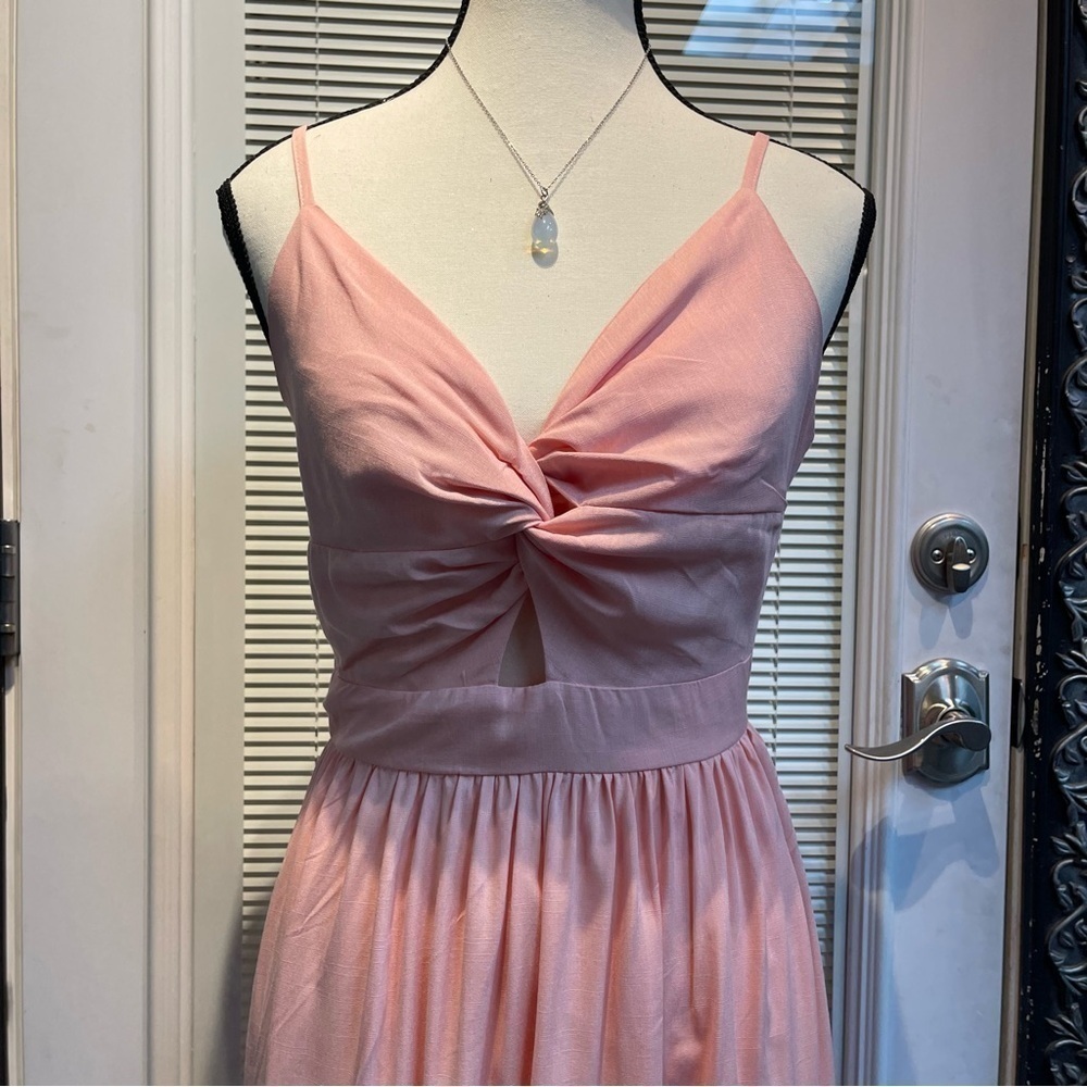 CUPSHE Maxi V Neck Twisted Sleeveless Cutout Self Tie Long Summer Formal Dress - Picture 4 of 8